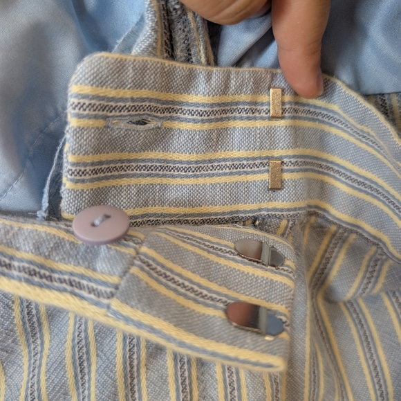LOFT Women's Size 12 100% Cotton Blue Yellow Striped Riviera Short - Picture 8 of 10